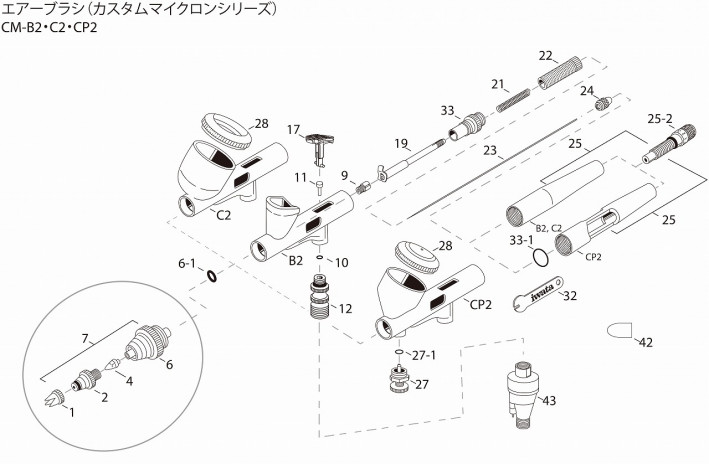 ���ͥ���Iwata �������֥饷 ��������ޥ��������Custom Micron�ˣ����꡼����B2 C2 CP2�ѡ���Ÿ���� ���ʲ���ɽ��CM-B2��CM-C2��CM-SB2��CM-CP2